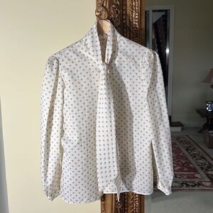 Antropology Look a Like Button Blouse, Sheer White button up blouse Size Large